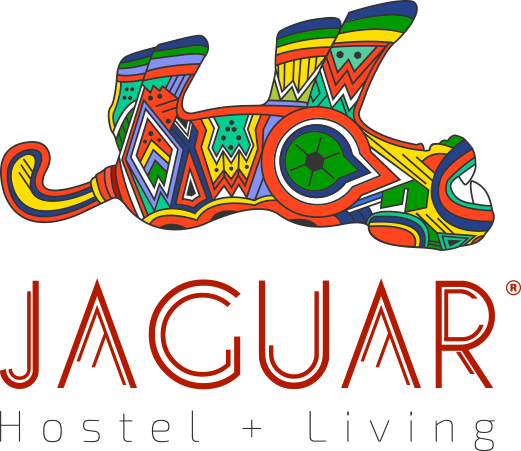 Logotipo Jaguar Hostel + Living roll-over